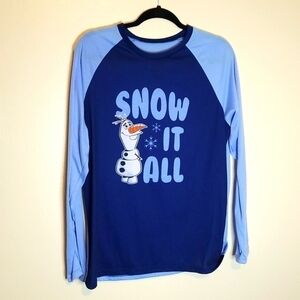 Disney Frozen 2 Large Shirt Top Snow It All Color Block Blues Olaf size Medium